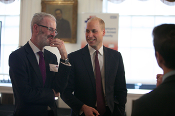 Danny Mortimer and HRH The Duke of Cambridge speak to guests.